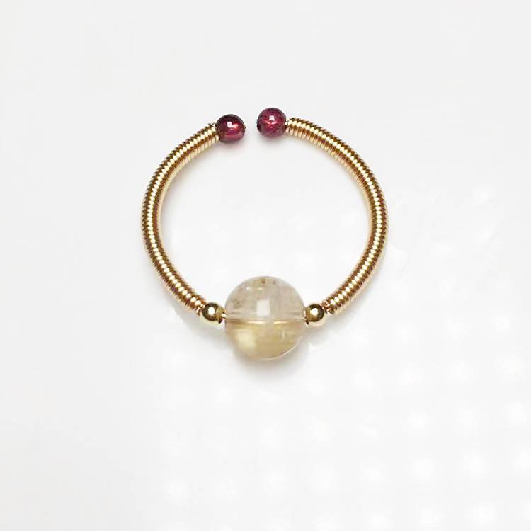 Crystal Garnet Labradorite Hair Purple Mica Cinnabar Winding Female Ring