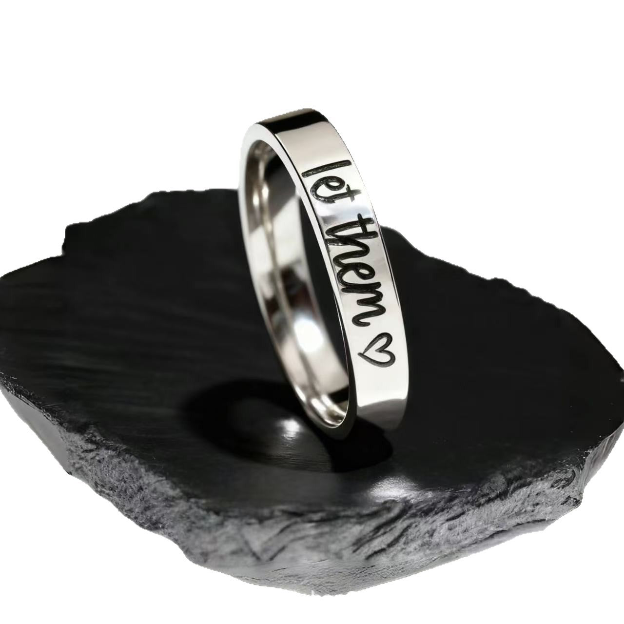 Fashion Titanium Steel Niche Personality Engraved Rings