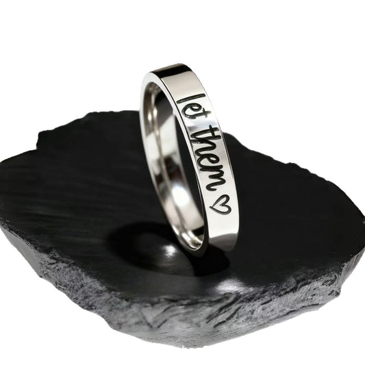 Fashion Titanium Steel Niche Personality Engraved Rings