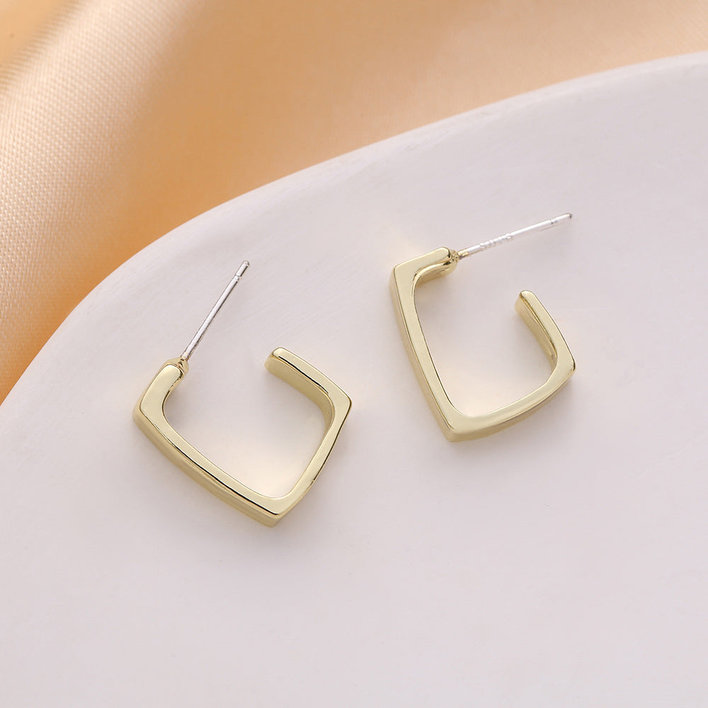 Korean Style Geometric Square Glossy Fashion Trend Stud Earrings