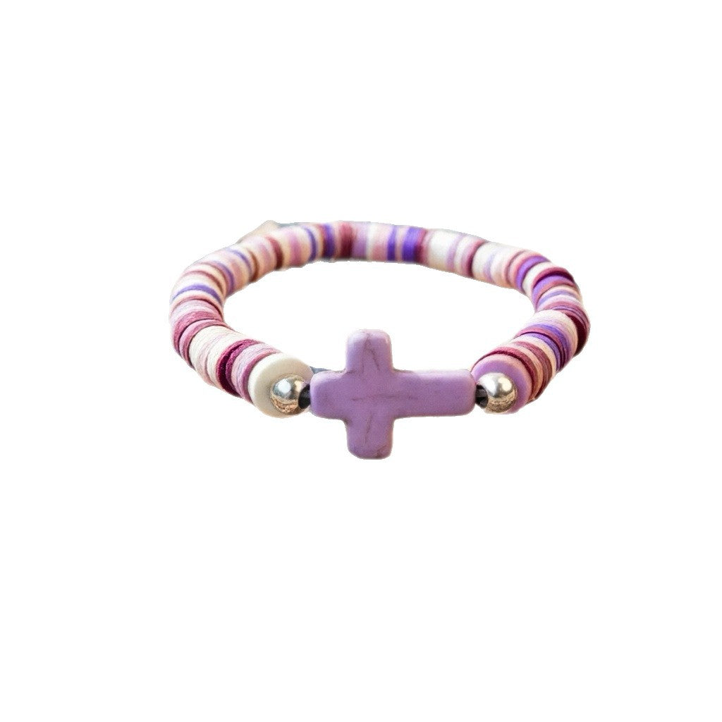 Women's Cross Bohemian Natural Stone For Polymer Bracelet