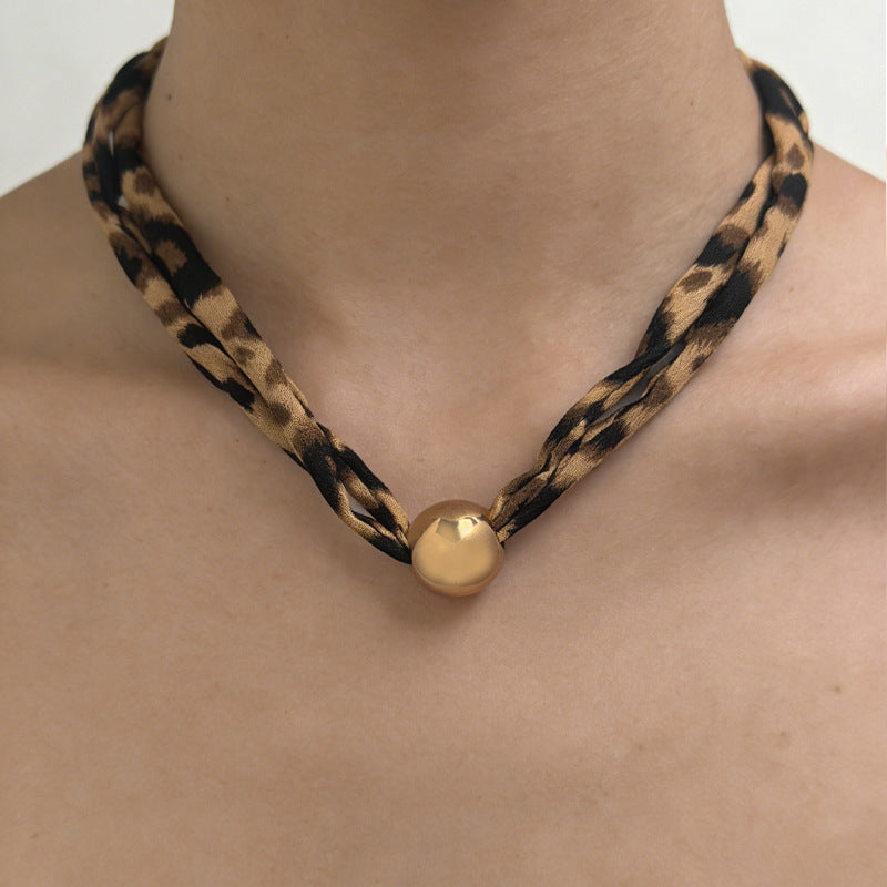 Women's Sexy Leopard Print Cotton Flower Heart Shape Clavicle Necklaces