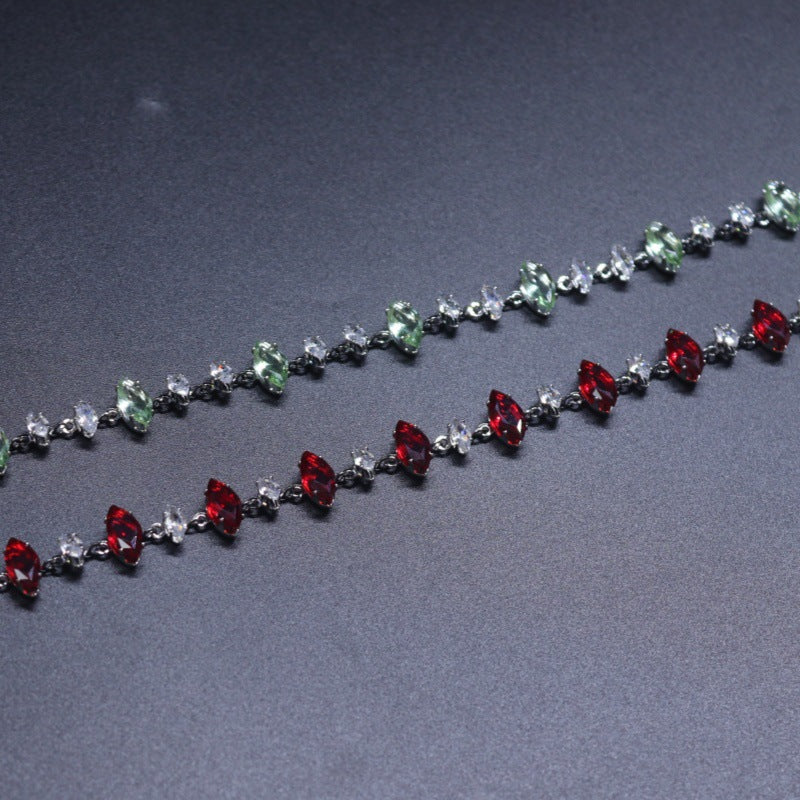 Women's Ruby Diamond Shiny Zircon Stainless Steel Bracelets