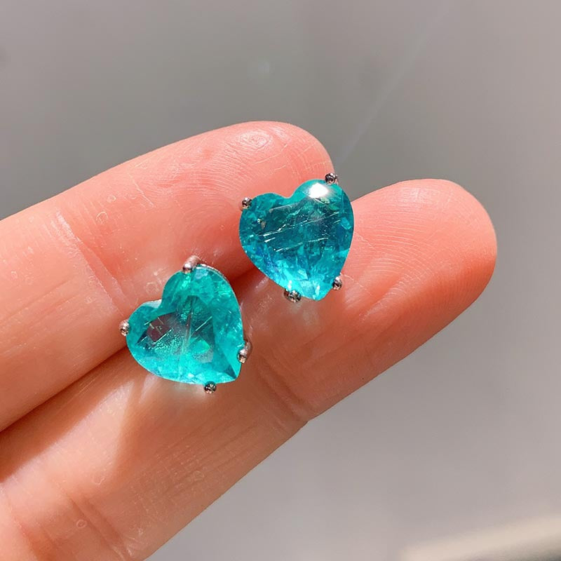 Women's Sheng Jewelry Inlaid Imitation Paraiba Heart-shaped Pendants