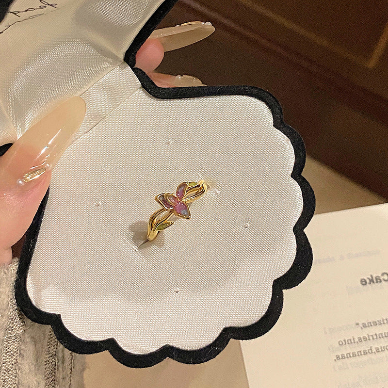 Female Light Luxury Minority Quiet Butterfly Ring