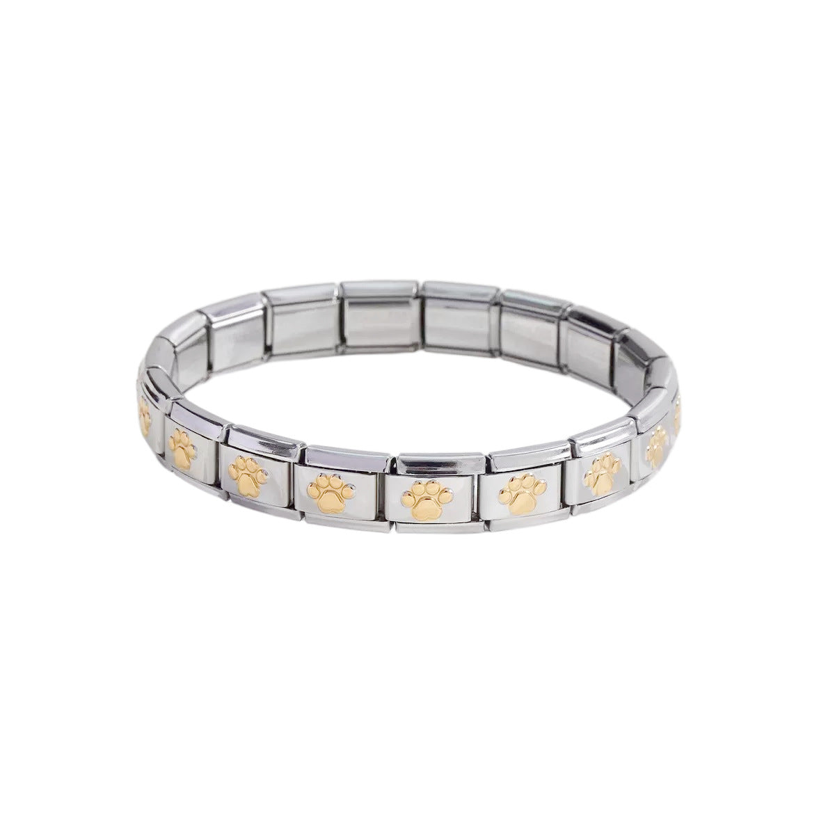 Steel Module Elastic Vacuum Plating Real Gold Bracelet