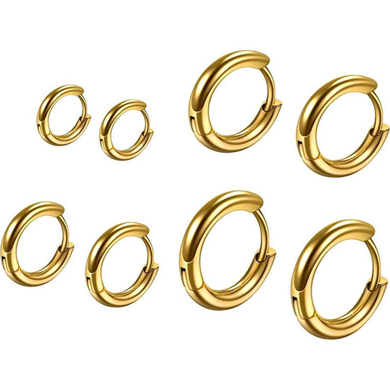 Fashion Titanium Steel Thick Type Fine Coil Boys Circle Stainless Ear Buckle