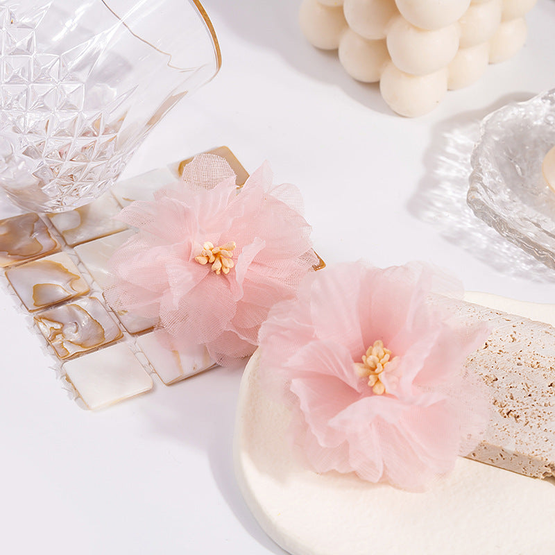 Women's Indie Pop Style Pink Lace Flower Summer High Sense Sweet Earrings