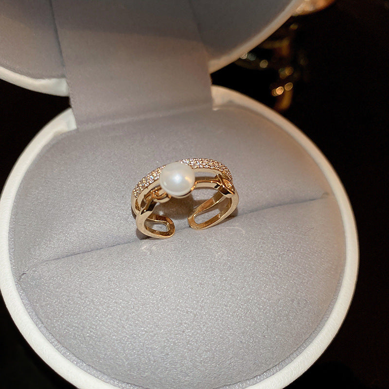 Women's Shining Diamond Snake-shaped Sier Open Advanced Texture Simple Trendy Cool Ring