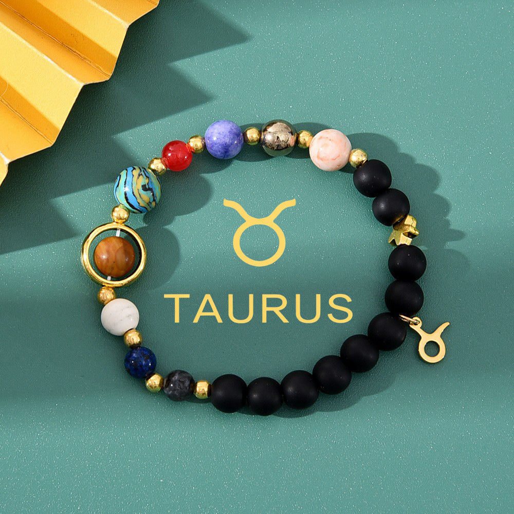 Planets Twee Constellations Natural Stone Blue Black Bracelet