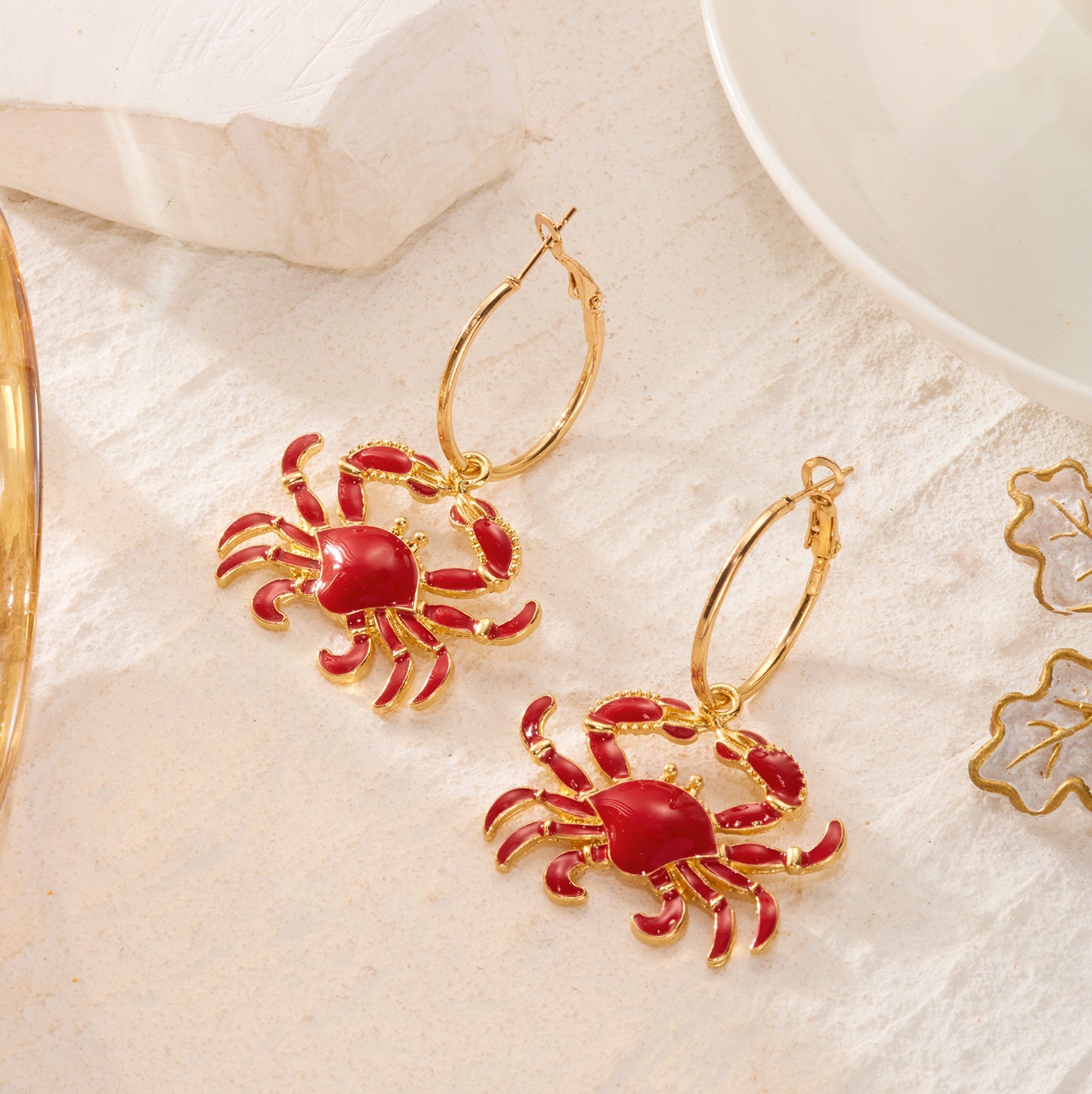 Women's Crab Lobster Design Eardrops Suitable For Rings