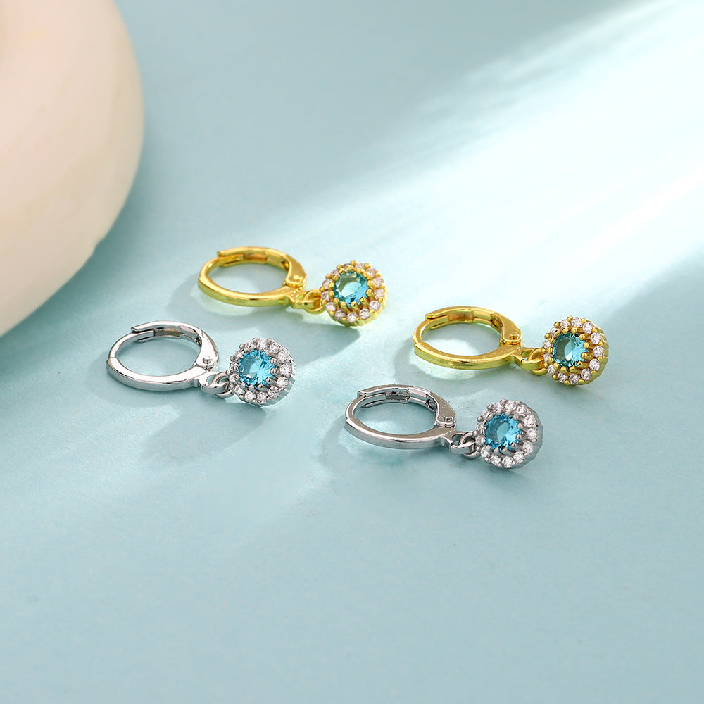Selection Blue Diamond Cross Clip Personality Fashion Cool Korean Style Ear Buckle