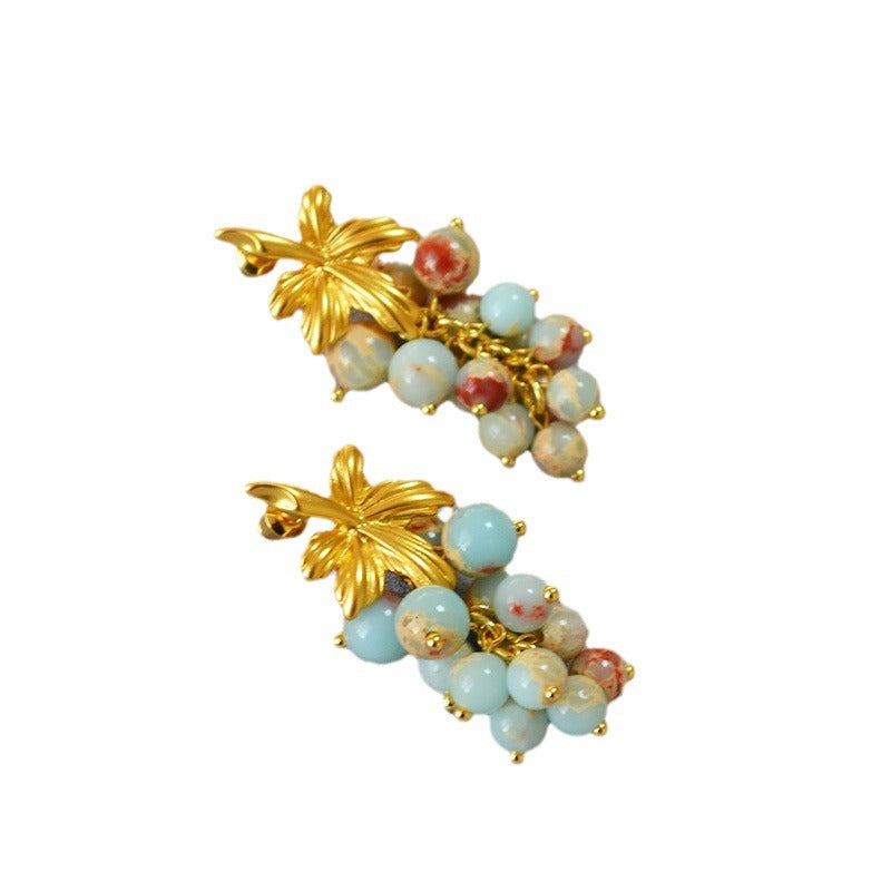 Leaves Grape Pearl French Minority Temperament Rings