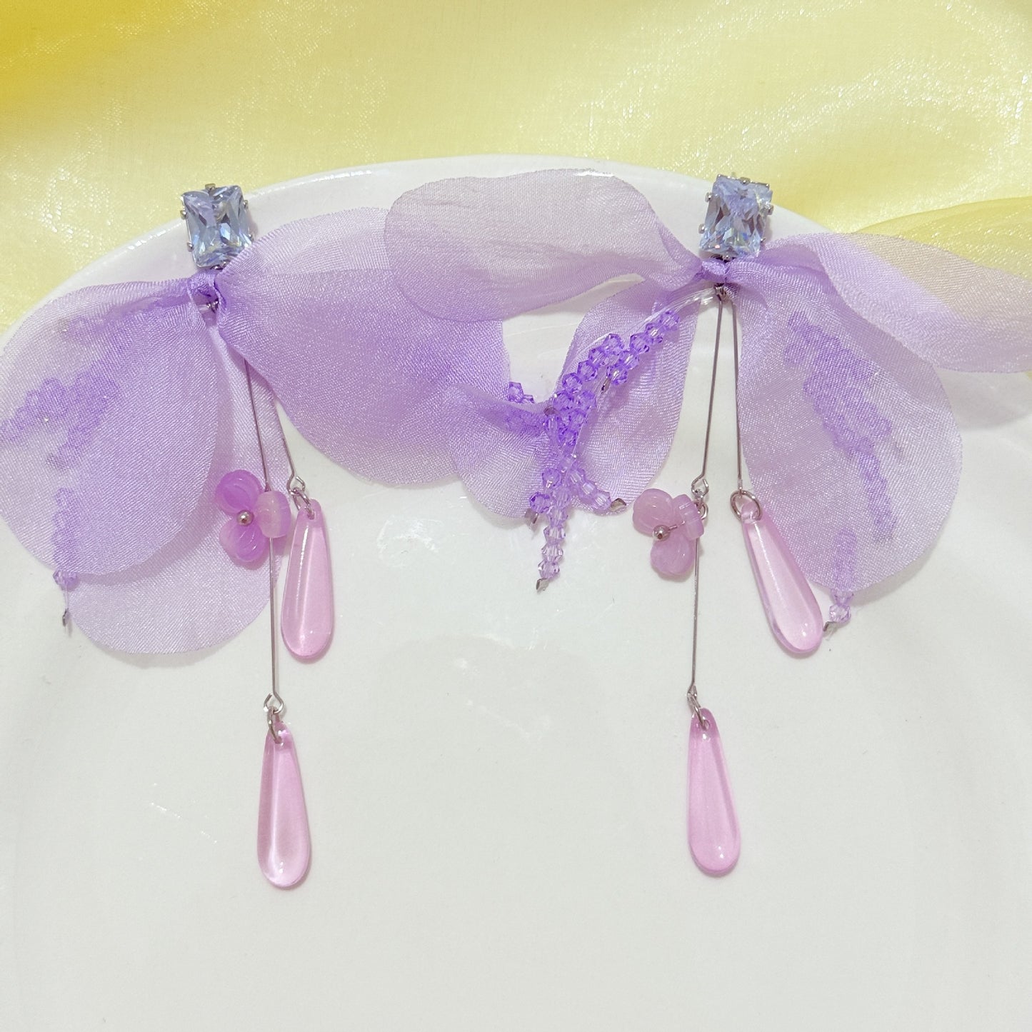 Zircon Crystal Flowers Summer Seaside Vacation Style Super Fairy Beautiful Earrings