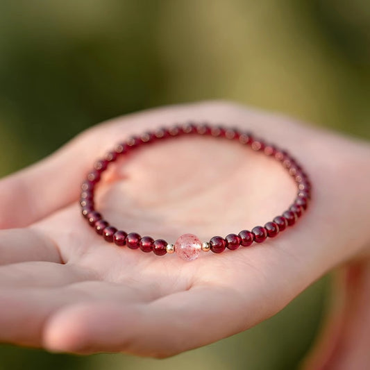 Wine Red Real Garnet Female Strawberry Bracelets