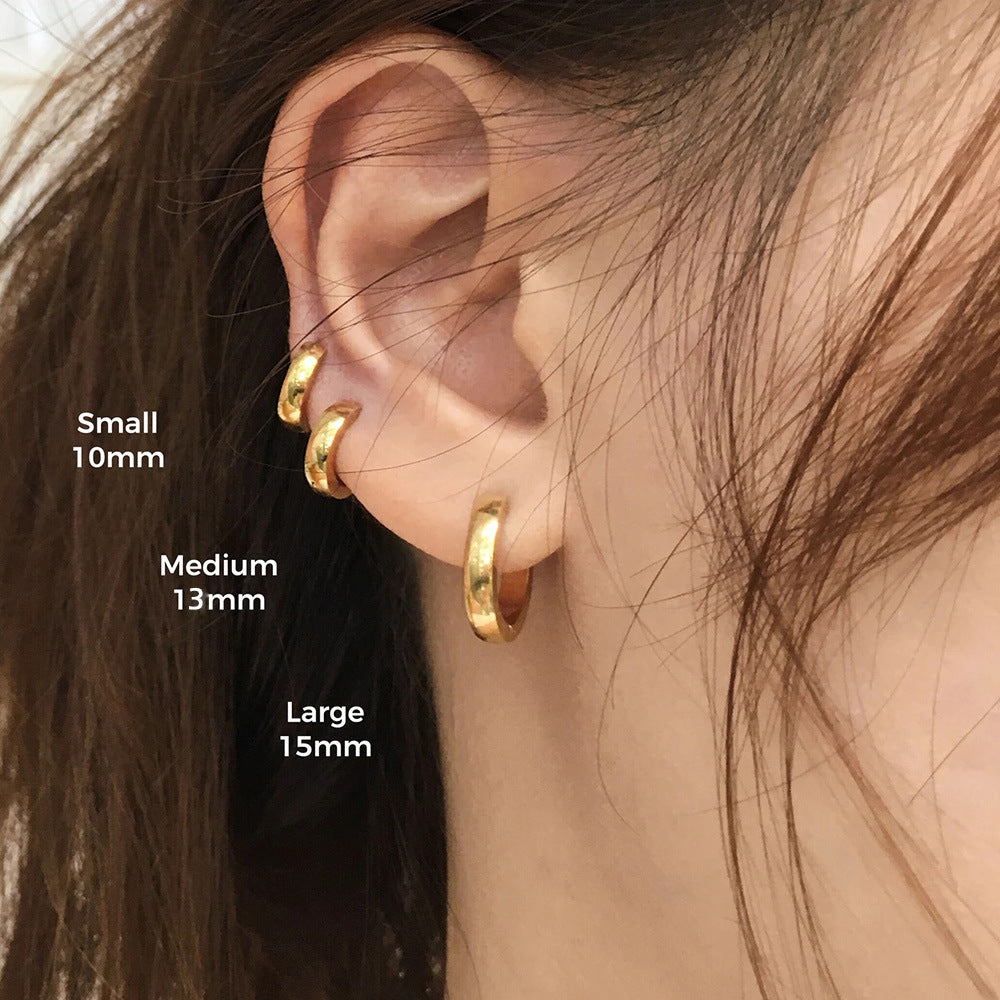 Simple Gold Stainless Steel Classic Basic Style Earrings