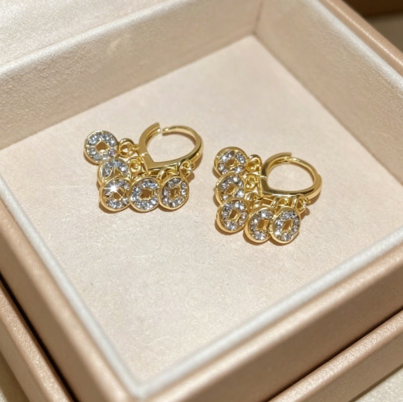 Temperament Inlaid Zircon Delicate Pearl High-grade Light Luxury Korean Style Stud Earrings
