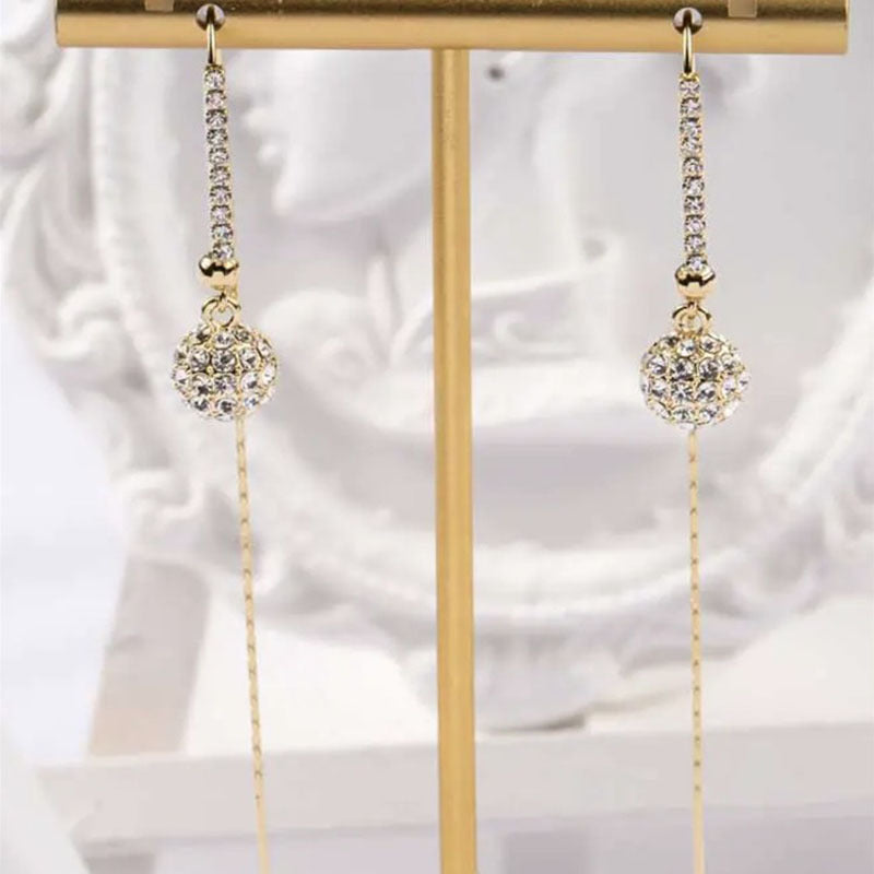 Trendy Niche Design Full Diamond Ball Female Temperament Ear Line