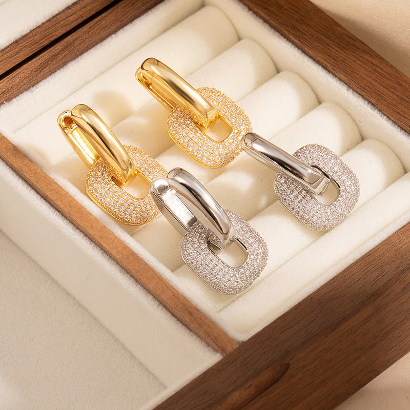 Women's Fashion Design Sense Inlaid Zirconium Buckle Gold Rings