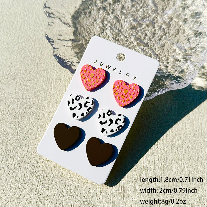 Women's Valentine's Day Denim Love Paint Printing Clay Quality Earrings