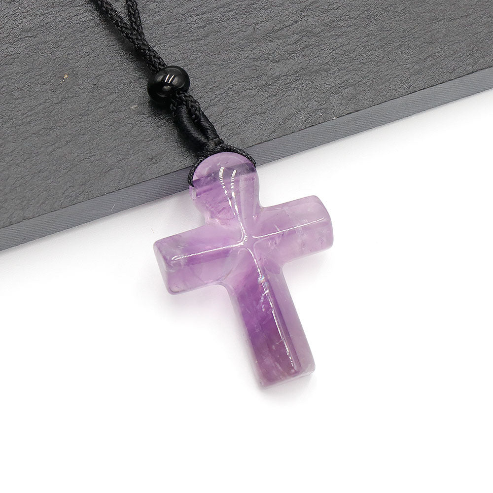 Natural Crystal Thanksgiving Gift Agate Woven Stone Cross Pendants