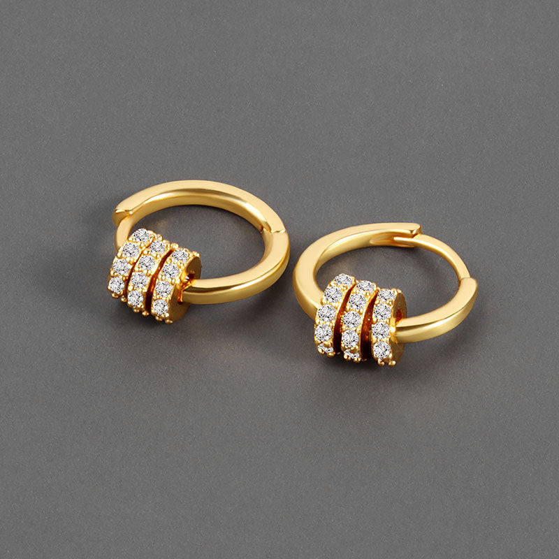 Women's Retro Diamonds Multiple Ways To Wear Circle For Simple Personality Stud Earrings