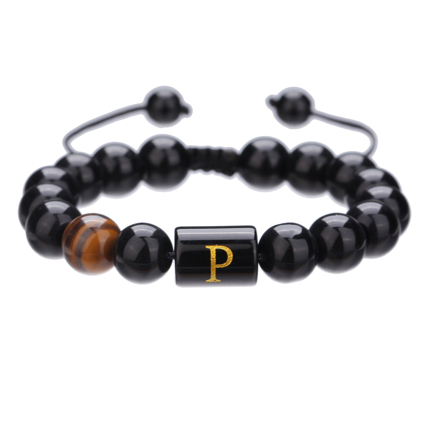 Live Streaming Black Agate Beads Male Letter Bracelets