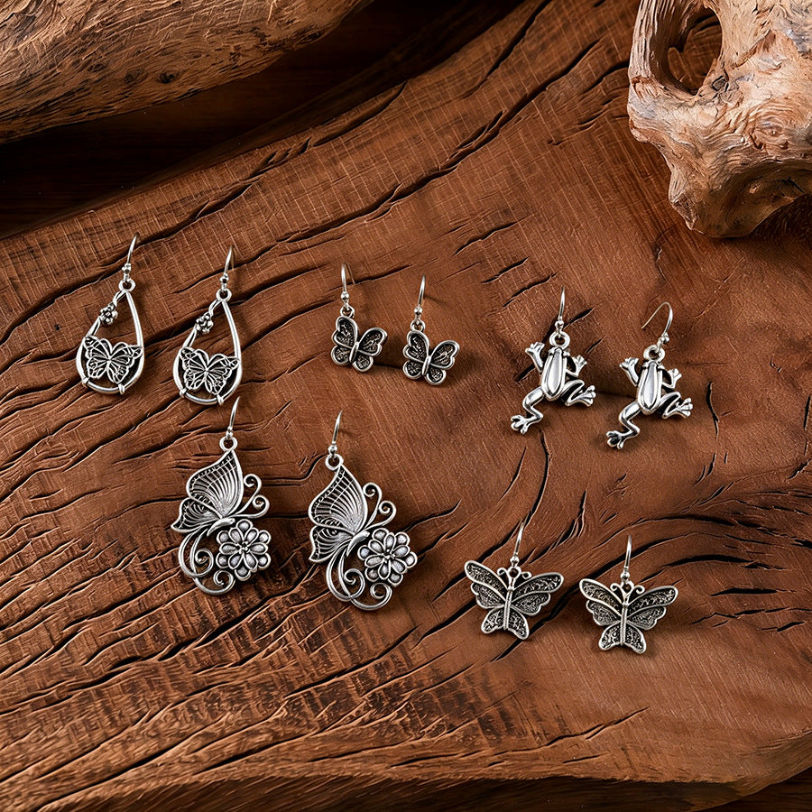 Women's Style Love Of Butterfly Hollow Drop-shaped Personality Frog Elegant Minority Earrings