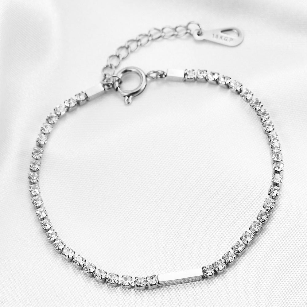 Simple Fashion Inlaid Zirconium Small Long Titanium Steel Bracelets