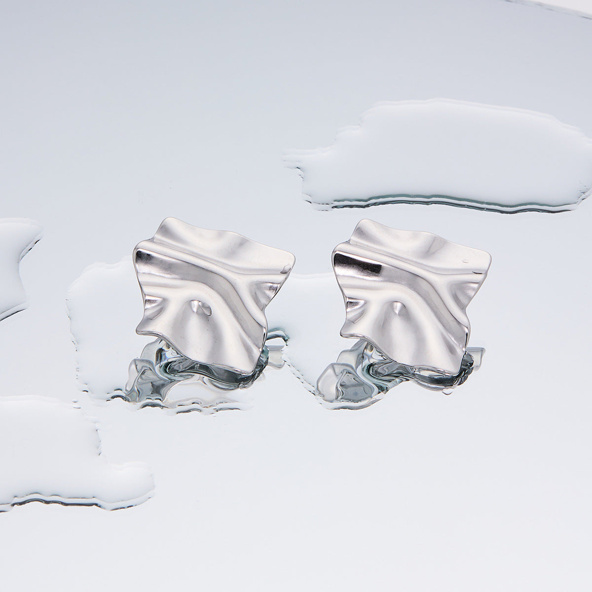 Women's Fashion Exaggerated Titanium Steel Ear High Sense Design Electroplating Stud Earrings