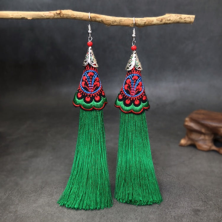 Women's Ethnic Style Tassel Classical Temperament Long Rings