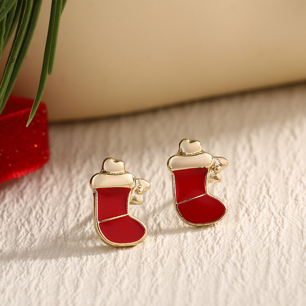 Fashion Elk Tree Snowflake Rhinestone Personalized Stud Earrings