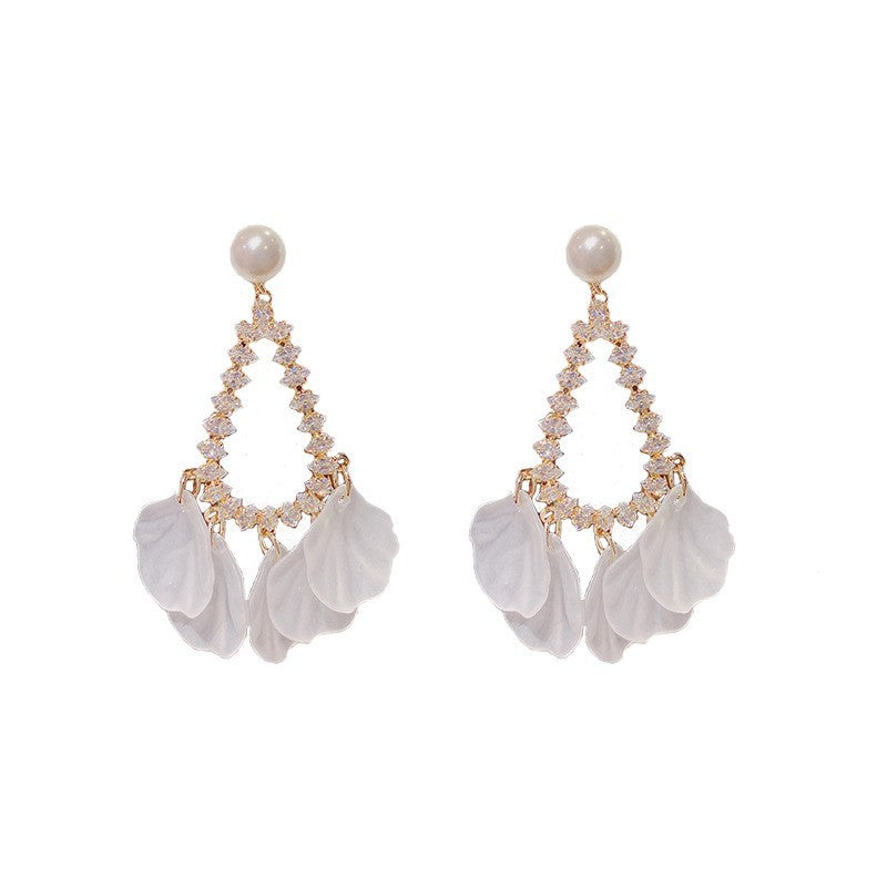 Drop Shape Female Acrylic Petal Piece Tassel Long Fashion Face Rings