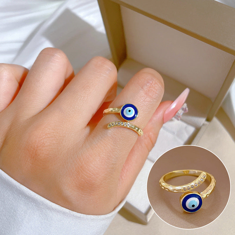 Eyes Zircon Opening Adjustable Simple Hand Rings