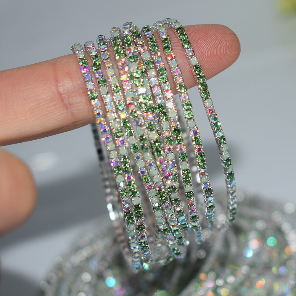 Single Row Rhinestone Thin Stretch Full Bracelets