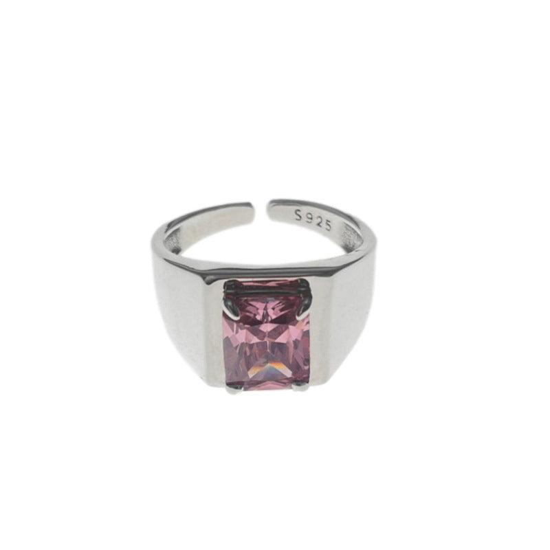 Women's Optional Pink Zircon High-grade Wide Face Rings