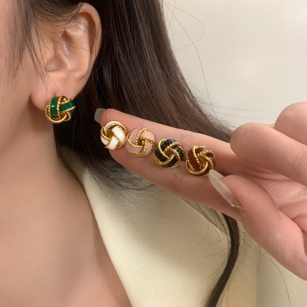 French Retro Truelove Knot Light Luxury High Sense Design Earrings