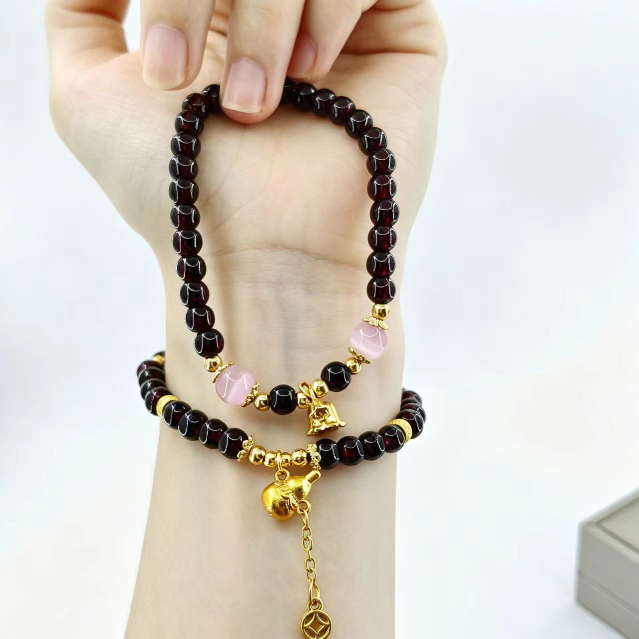 Broadcast Garnet Gourd Chinese Style Imitation Pomegranate Red Twin Ladies Bracelet