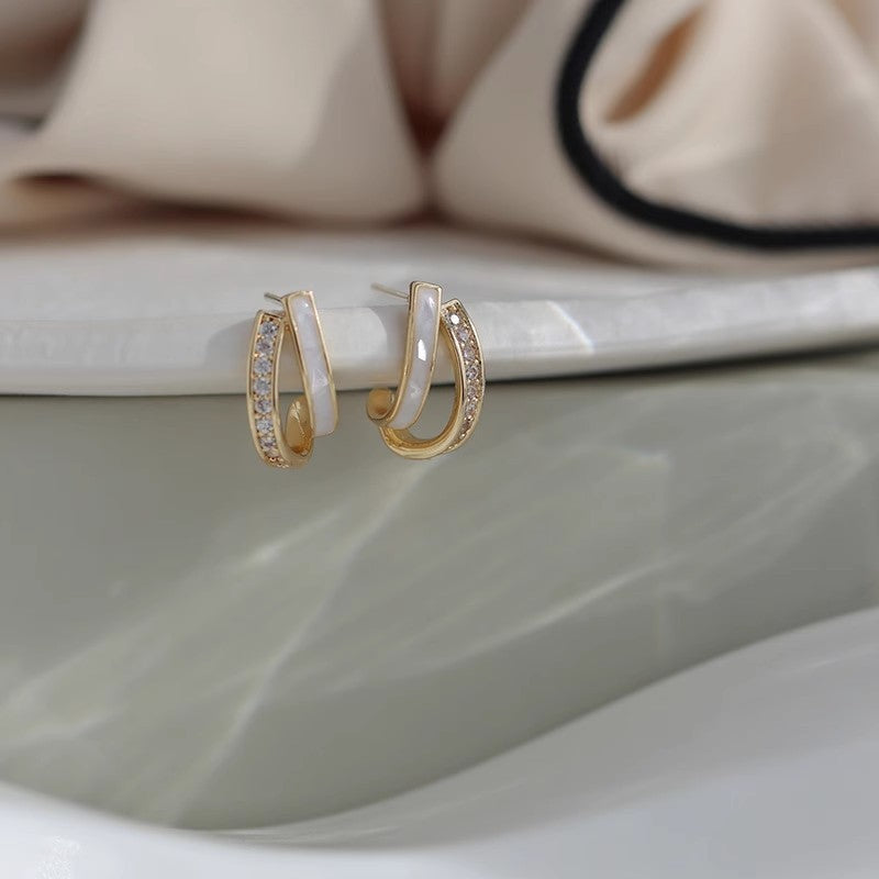 Shell Female High-grade Light Luxury Diamond Niche Temperament Rings