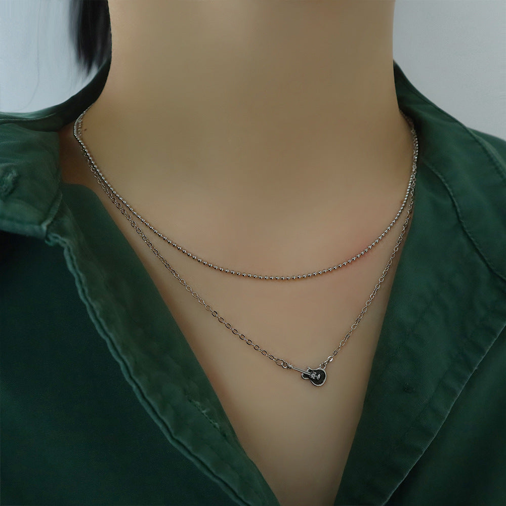 Hot Twin White Guitar Clavicle Chain Necklaces