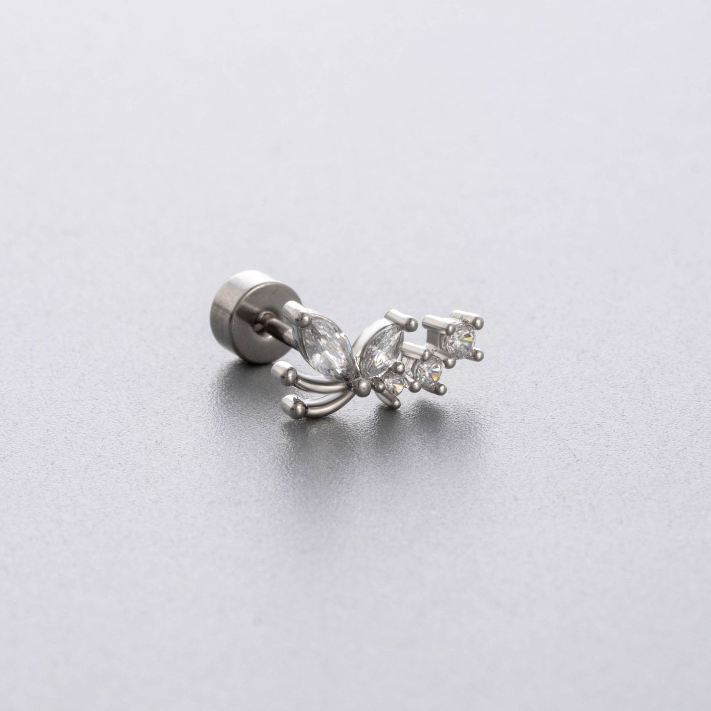 Henson Butterfly Ear Bone White Purple Zircon Swan Bow Love Stud Earrings