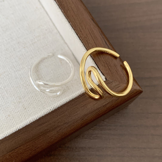 Thread Geometric Minimalist Irregular Curved Female Rings