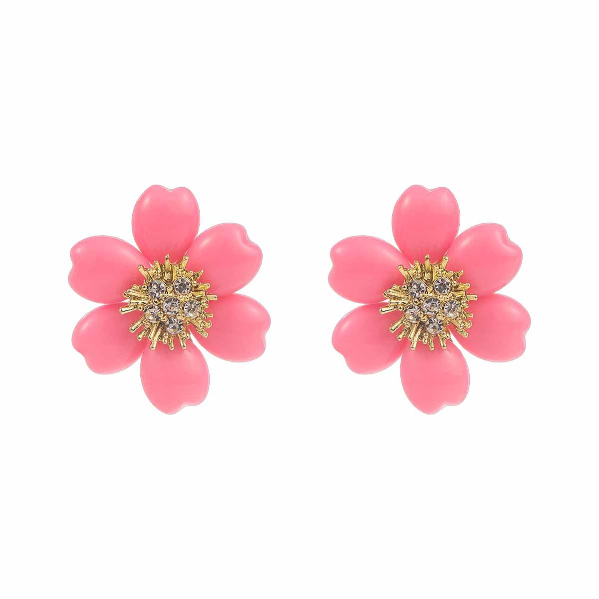Women's Vacation Style Enamel Color Flower Pearl Light Luxury High-grade Earrings