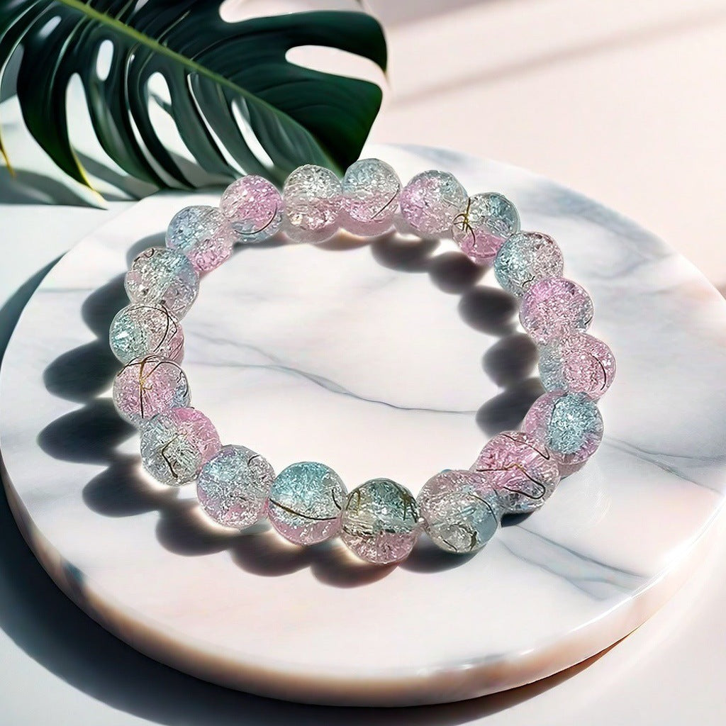 Purple Brushed Floral Beads Female Hand Toy Bracelet