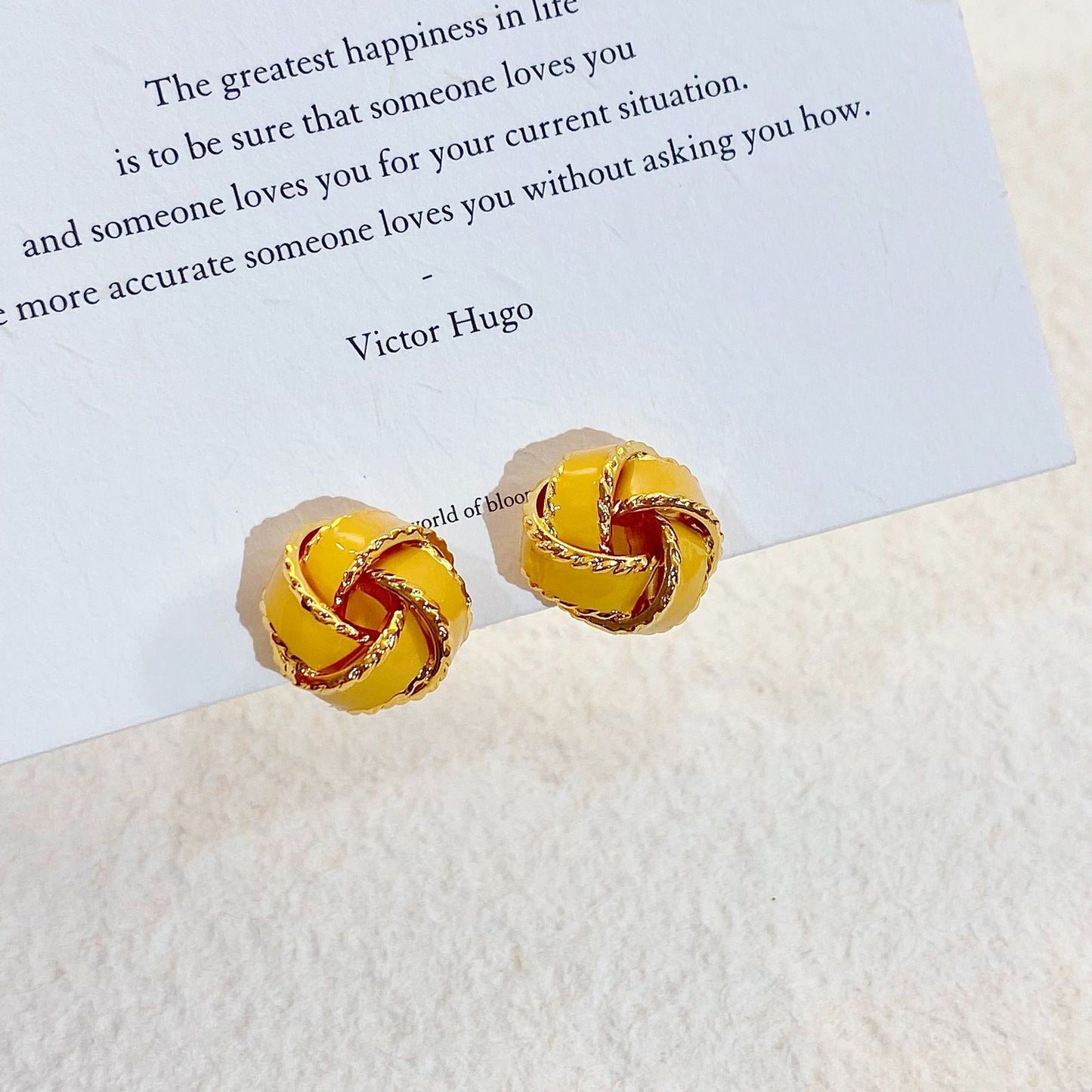 Plated Real Gold Ginger Flower Enamel Drip Glazed Female Sweet Earrings