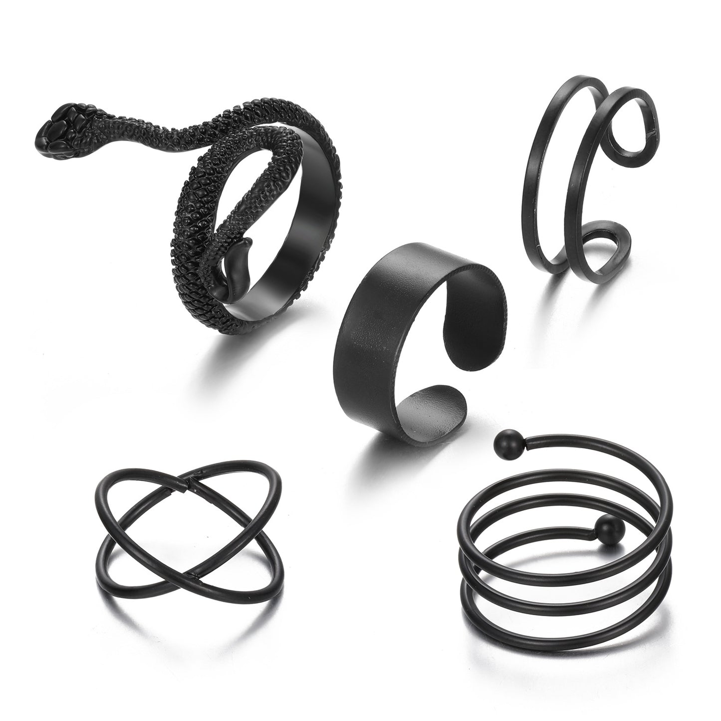 With Personality Creative Simple Twin Black Joint Snake-shaped Rings