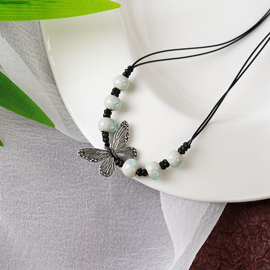 Made Retro Ceramic Butterfly Female Ethnic Necklaces