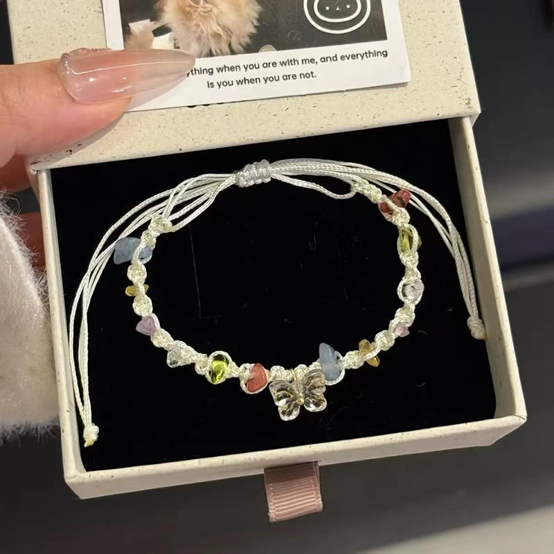 Women's Gravel For Exquisite Design High-grade Hand-woven Girlfriends Carrying Strap Bracelet