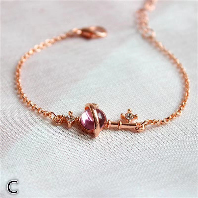Dream Starry Sky Colorful Star Ball Universe Key Pink Bracelets