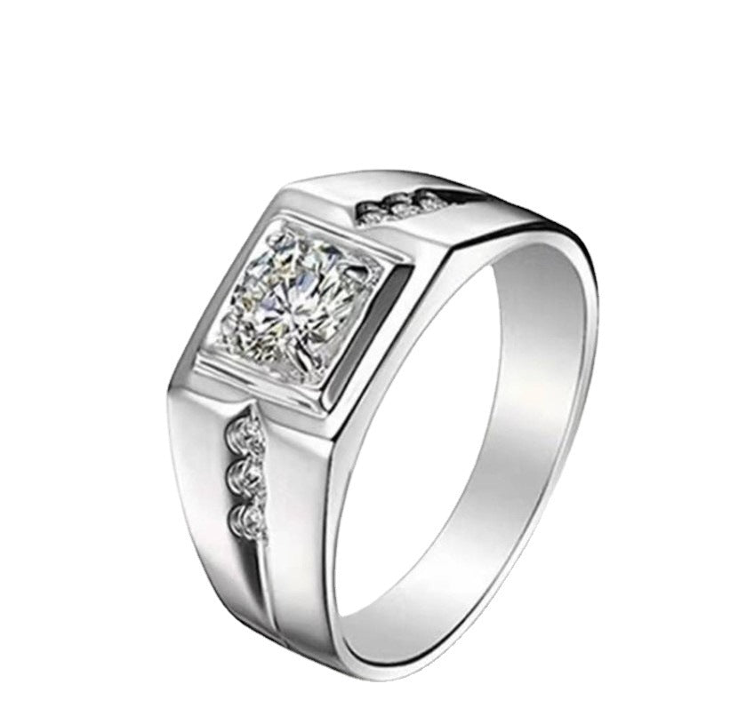 Ornament Sier Square Zirconium Micro Rhinestone On Both Rings